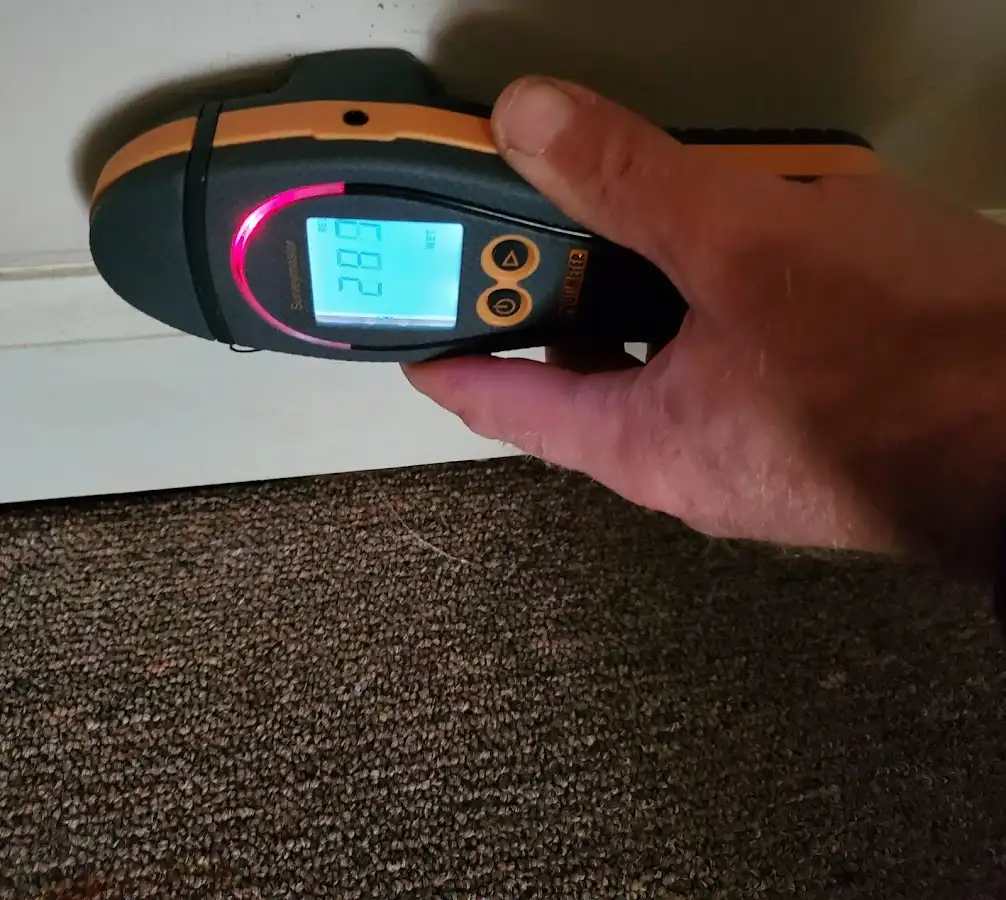 Moisture detection at baseboard during Mold Inspection & Testing in Union Hill-Novelty Hill